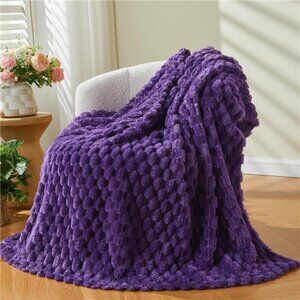 Super Soft Throw Blanket Purple Premium Silky Flannel Fleece 3D Clouds 50"x60"